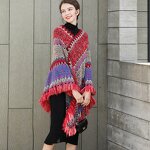 Poncho Factory - Women Knitting Bohemian Poncho Cape Tassel Winter Cloak