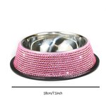 Pet Bowls Factory - Dog Bowls Pink Bling Rhinestones Stainless Steel Feeder