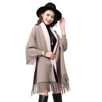 Poncho Manufacturer - Winter Loose Knitted Tassel Poncho Batwing Sleeve
