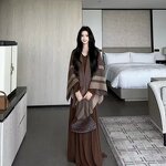 Shawl Factory - Jacquard Plaid Blanket European Poncho Women Tassel Scarf