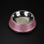 Pet Bowls Factory - Dog Bowls Pink Bling Rhinestones Stainless Steel Feeder