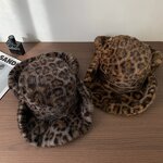 Fedora Hat Factory - Winter Plush Faux Leopard Print Fur Hat for Women