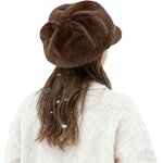 Newsboy Hat Factory - Women Winter Faux Fur Warm Plush Beret Hat Outdoor