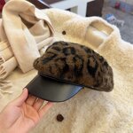 Beret Hat Supplier - Autumn Winter Women Vintage Faux Fur Leopard Beret