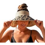 Straw Hat Factory - Women Summer Breathable Leopard Straw Foldable Hat