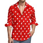 Hawaiian Shirt Supplier - Valentine Loose Fit Casual Hearts Print Shirt