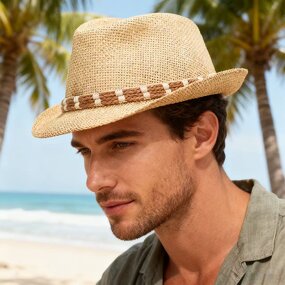 Straw Hat Factory - Mediterranean Panama Straw Fedora Fashion Vacation