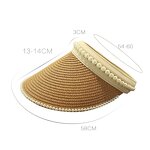 Sun Visor Manufacturer - Women Sun Visor Foldable Roll up Straw Hat Pearl