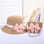 Sun Hat Set Supplier - Kids Breathable Lace Cap Bow Beach Two Piece Sets