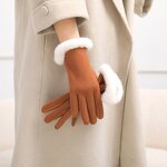 Cycling Gloves Factory - Fall Winter Faux Fleece Cuff Woolen Touch Screen Gloves