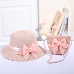 Sun Hat Set Supplier - Kids Breathable Lace Cap Bow Beach Two Piece Sets