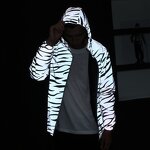 Jacket Manufacturer - New Streetwear Noctilucent Reflective Zebra Printed Windbreaker