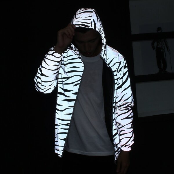 Jacket Manufacturer - New Streetwear Noctilucent Reflective Zebra Printed Windbreaker