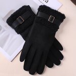 Cycling Gloves Manufacturer - Winter Suede Fur Cuffs Fleece Windproof Gloves