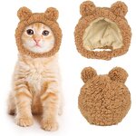 Pet Hat Supplier - Cute Cat Costume Warm Bear Hat Adjustable Soft Headwear