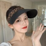 Sun Visor Factory - Women Leopard Straw Sun Visor Wide Brim UV Protection