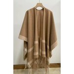 Shawl Supplier - Knitted Jacquard Plaid Blanket Dual-Use Solid Color Shawl