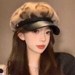 Beret Hat Supplier - Autumn Winter Women Vintage Faux Fur Leopard Beret