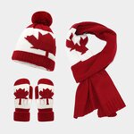 Knit Hat Set Factory - Canadian Themed Maple Leaf Scarf Gloves Set