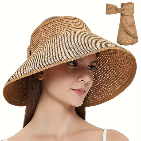 Sun Visor Manufacturer - Summer Roll up Foldable Wide Brim Straw Visor
