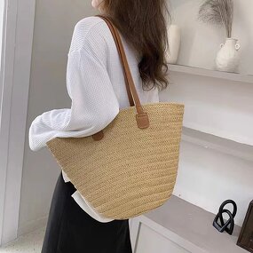 Straw Bag Manufacturer - Large Capacity Beach Shopping Woven Shoulder Bag
