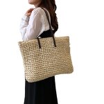 Tote Bag Factory - Women Straw Woven Large Beach Weaving Shoulder Bag