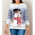 Sweatshirt Supplier - Wholesale Factory Snowman Print Women Pullover Sweatshirt