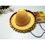 Sombrero Factory - Kids Mexican Party Pompom Straw Hat with Fixed Rope