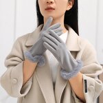 Cycling Gloves Factory - Fall Winter Faux Fleece Cuff Woolen Touch Screen Gloves