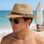 Straw Hat Factory - Panama Trilby Short Brim Sun Hat for Men Women