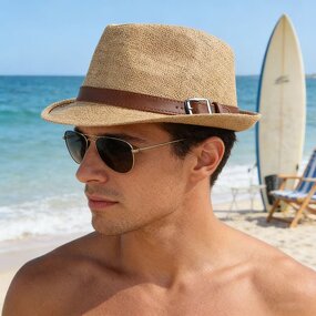 Straw Hat Factory - Panama Trilby Short Brim Sun Hat for Men Women