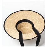 Straw Hat Factory - Women Flat Top Wheat Straw Hat Adjustable Chin Strap