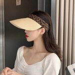 Sun Visor Factory - Women Leopard Straw Sun Visor Wide Brim UV Protection