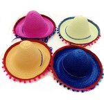 Sombrero Factory - Kids Mexican Party Pompom Straw Hat with Fixed Rope