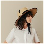 Straw Hat Factory - Women Flat Top Wheat Straw Hat Adjustable Chin Strap