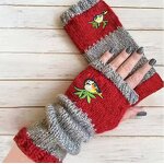 Fingerless Gloves Supplier - Winter Knitted Thermal Patchwork Mittens Touch Screen