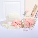 Sun Hat Set Supplier - Kids Breathable Lace Cap Bow Beach Two Piece Sets