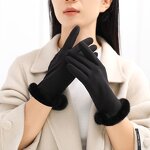 Cycling Gloves Factory - Fall Winter Faux Fleece Cuff Woolen Touch Screen Gloves