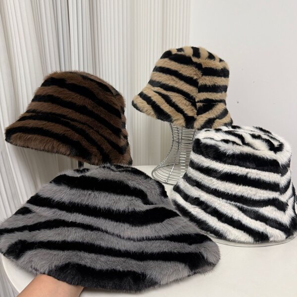 Bucket Hat Factory - Winter Fluffy Faux Fur Fisherman Plush Hat