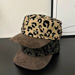 Baseball Hat Manufacturer - Women Suede Flat Top Leopard Pattern Snapback