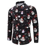 Christmas Shirt Manufacturer - Men Casual Snowflakes Santa Candy Printed Shirt