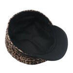 Beret Hat Supplier - Vintage Leopard Print PU Leather Flat Top Cap