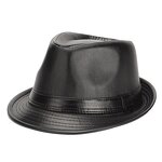 Fedora Hat Supplier - Vintage Bowler Hat Short Brim PU Leather Jazz