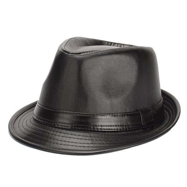 Fedora Hat Supplier - Vintage Bowler Hat Short Brim PU Leather Jazz