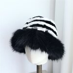 Bucket Hat Supplier - Fuzzy Stripped Bucket Hat for Women Outdoor