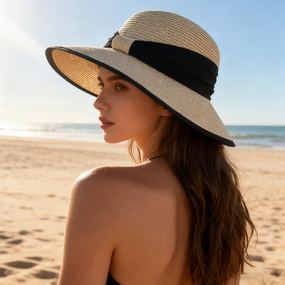 Straw Hat Supplier - Women Beach Sun Travel Foldable Brim Summer UV Hat