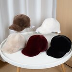 Baseball Hat Supplier - Winter Solid Color Fluffy Faux Fur Snapback