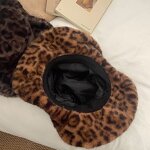 Fedora Hat Factory - Winter Plush Faux Leopard Print Fur Hat for Women