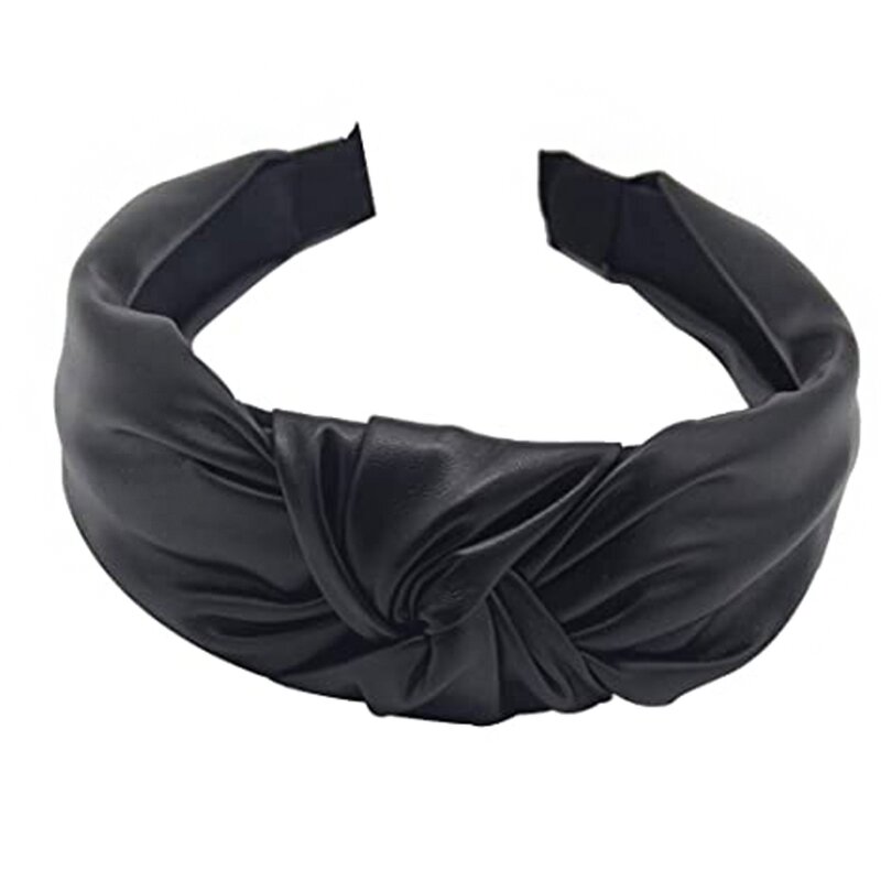 Headbands Factory - Women Fashion PU Wide Barrette Knot Turban Hair Band