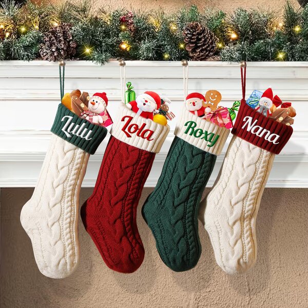 Christmas Stockings Supplier - Custom Embroidery Logo 18 Inches Knit Stockings